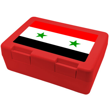 Syria flag, Παιδικό δοχείο κολατσιού ΚΟΚΚΙΝΟ 185x128x65mm (BPA free πλαστικό)