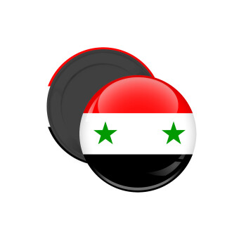 Syria flag, Μαγνητάκι ψυγείου στρογγυλό διάστασης 5cm