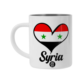 Syria flag, BIG Mug Stainless steel double wall (450ml, White)