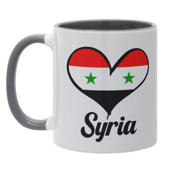 Syria flag, Κούπα χρωματιστή γκρι, κεραμική, 330ml