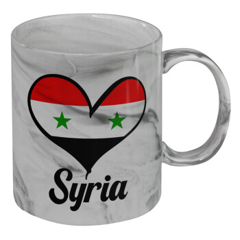 Syria flag, Mug ceramic marble style, 330ml