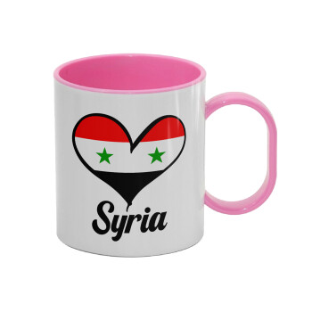 Syria flag, Κούπα (πλαστική) (BPA-FREE) Polymer Ροζ για παιδιά, 330ml