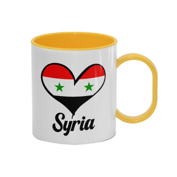Syria flag, Κούπα (πλαστική) (BPA-FREE) Polymer Κίτρινη για παιδιά, 330ml