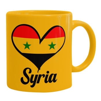 Syria flag, Κούπα, κεραμική κίτρινη, 330ml (1 τεμάχιο)