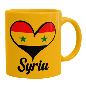 Syria flag, Ceramic coffee mug yellow, 330ml