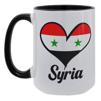 Syria flag, Κούπα Mega 15oz, κεραμική Μαύρη, 450ml