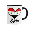 Syria flag, Κούπα χρωματιστή μαύρη, κεραμική, 330ml