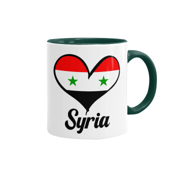 Syria flag, Κούπα χρωματιστή πράσινη, κεραμική, 330ml
