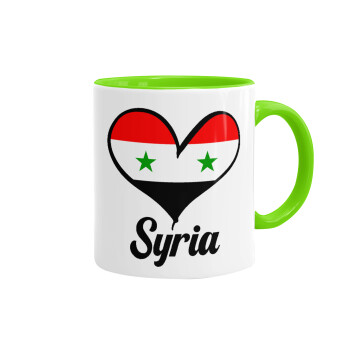 Syria flag, Κούπα χρωματιστή βεραμάν, κεραμική, 330ml