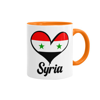 Syria flag, Κούπα χρωματιστή πορτοκαλί, κεραμική, 330ml