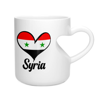 Syria flag, Κούπα καρδιά λευκή, κεραμική, 330ml