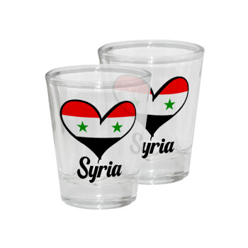 Syria flag, Σφηνοπότηρα γυάλινα 45ml διάφανα (2 τεμάχια)