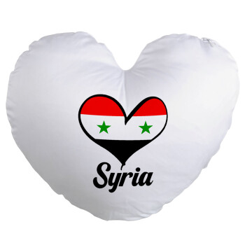 Syria flag, Μαξιλάρι καναπέ καρδιά 40x40cm περιέχεται το  γέμισμα