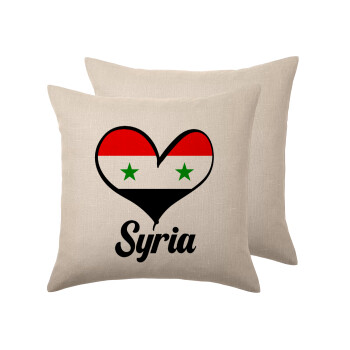 Syria flag, Μαξιλάρι καναπέ ΛΙΝΟ 40x40cm περιέχεται το  γέμισμα