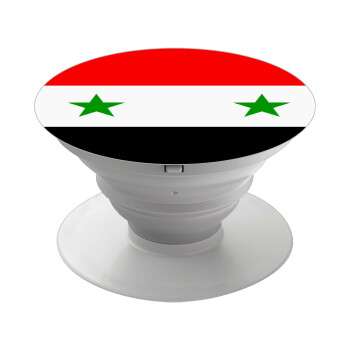 Syria flag, Pop Socket Λευκό Βάση Στήριξης Κινητού στο Χέρι