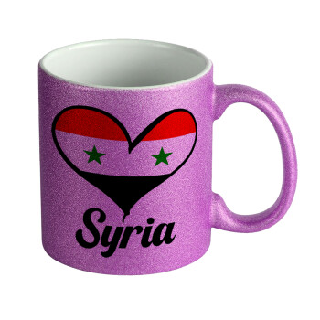 Syria flag, Κούπα Μωβ Glitter που γυαλίζει, κεραμική, 330ml