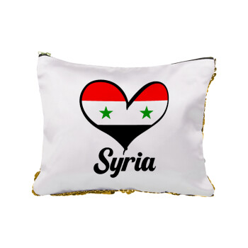 Syria flag, Τσαντάκι νεσεσέρ με πούλιες (Sequin) Χρυσό
