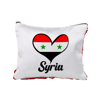 Syria flag, Τσαντάκι νεσεσέρ με πούλιες (Sequin) Κόκκινο