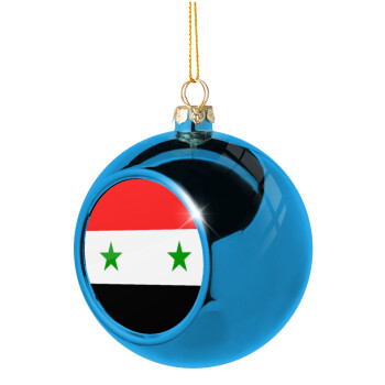 Syria flag, Blue Christmas tree ball ornament 8cm