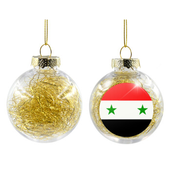 Syria flag, Χριστουγεννιάτικη μπάλα δένδρου διάφανη με χρυσό γέμισμα 8cm