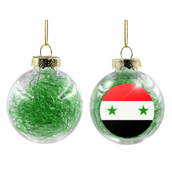 Syria flag, Transparent Christmas tree ball ornament with green filling 8cm