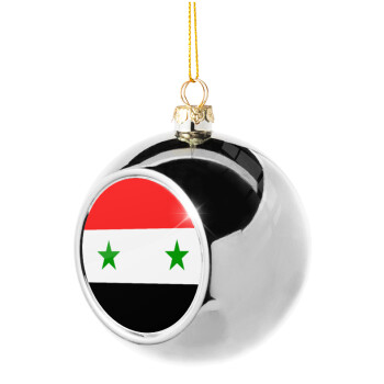 Syria flag, Χριστουγεννιάτικη μπάλα δένδρου Ασημένια 8cm
