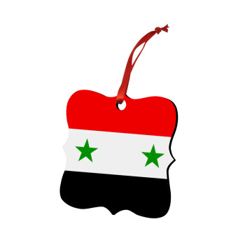 Syria flag, Χριστουγεννιάτικο στολίδι polygon ξύλινο 7.5cm