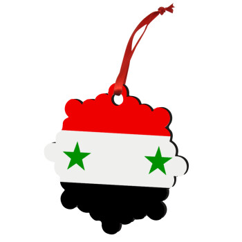 Syria flag, Χριστουγεννιάτικο στολίδι snowflake ξύλινο 7.5cm