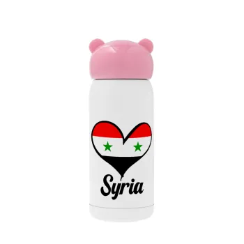 Syria flag, Pink stainless steel thermal flask, 320ml