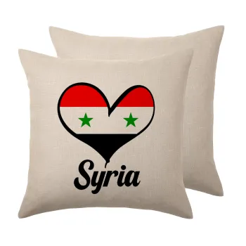 Syria flag, Μαξιλάρι καναπέ ΛΙΝΟ 40x40cm περιέχεται το  γέμισμα