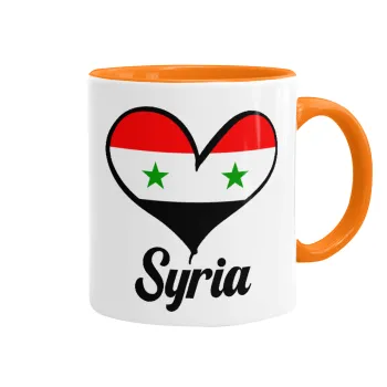 Syria flag, Κούπα χρωματιστή πορτοκαλί, κεραμική, 330ml