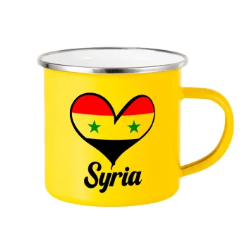 Syria flag, Κούπα Μεταλλική εμαγιέ Κίτρινη 360ml
