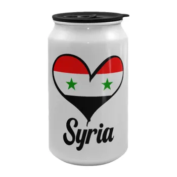Syria flag, Κούπα ταξιδιού μεταλλική με καπάκι (tin-can) 500ml