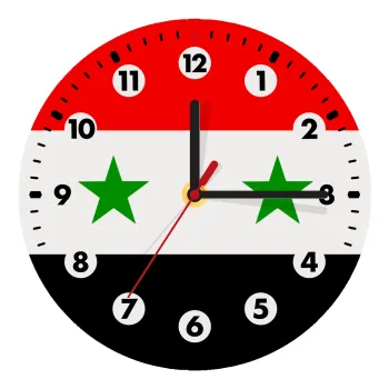 Syria flag, Ρολόι τοίχου ξύλινο (20cm)
