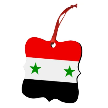 Syria flag, Στολίδι Χριστουγεννιάτικο στολίδι polygon ξύλινο 7.5cm