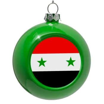 Syria flag, Στολίδι Χριστουγεννιάτικη μπάλα δένδρου Πράσινο 8cm