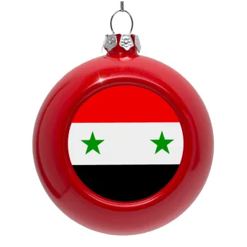 Syria flag, Στολίδι Χριστουγεννιάτικη μπάλα δένδρου Κόκκινη 8cm