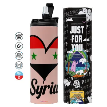 Syria flag, Tumbler stainless steel PINK 600ml
