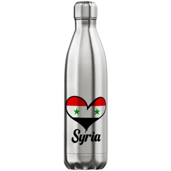 Syria flag, Μεταλλικό παγούρι θερμός Inox (Stainless steel), διπλού τοιχώματος, 750ml