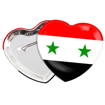 Syria flag, Κονκάρδα παραμάνα καρδιά (57x52mm)