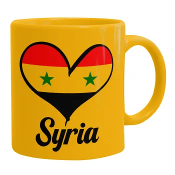Syria flag, Κούπα, κεραμική κίτρινη, 330ml