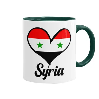 Syria flag, Κούπα χρωματιστή πράσινη, κεραμική, 330ml
