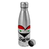 Metallic water bottle, stainless steel, 750ml