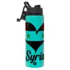 Metallic water bottle with safety lid, 850ml aluminum