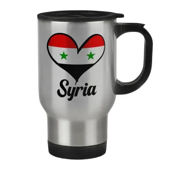 Syria flag, Κούπα ταξιδιού ανοξείδωτη με καπάκι, διπλού τοιχώματος (θερμό) 450ml