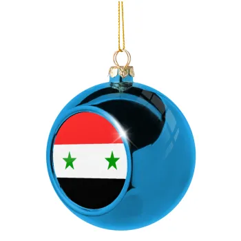 Syria flag, Blue Christmas tree ball ornament 8cm