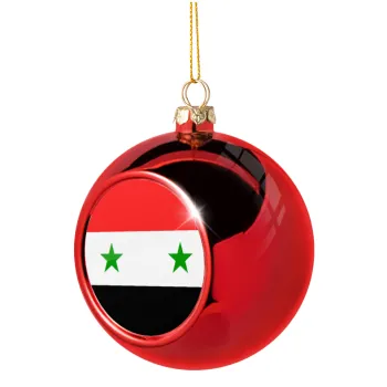 Syria flag, Χριστουγεννιάτικη μπάλα δένδρου Κόκκινη 8cm