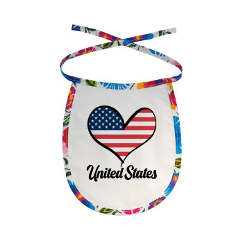 USA flag, Σαλιάρα μωρού αλέκιαστη με κορδόνι Χρωματιστή