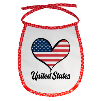 USA flag, Σαλιάρα μωρού αλέκιαστη με κορδόνι Κόκκινη