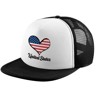 USA flag, Καπέλο παιδικό Soft Trucker με Δίχτυ Black/White 